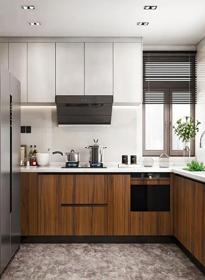 HOMSUN ورق جدران لاصق ذاتي من الفينيل بنقشة حبيبات الخشب من هومسون، ورق جدران قابل للتقشير واللصق، ديكور غرفة، ملصق حائط (أسود بني عتيق، 12 بوصة × 48 بوصة) - Image 3